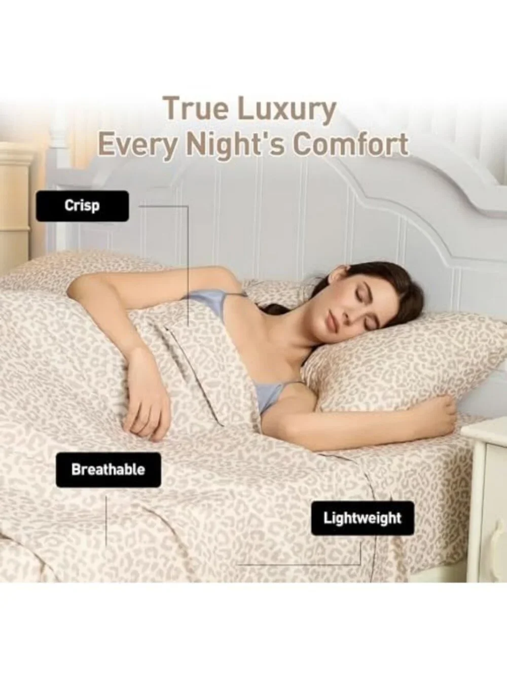 Leopard Print Queen Sheets Set, Soft Microfiber Cheetah Bedding, Beige Color